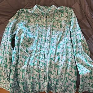 EUC Gap Shrunken Boyfriend button-down long-sleeve Penguin print sz XL